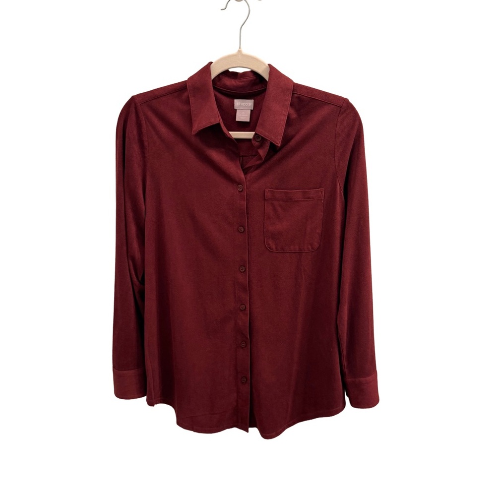 Chico's Long-Sleeve Button-Down Shirt - Burgundy